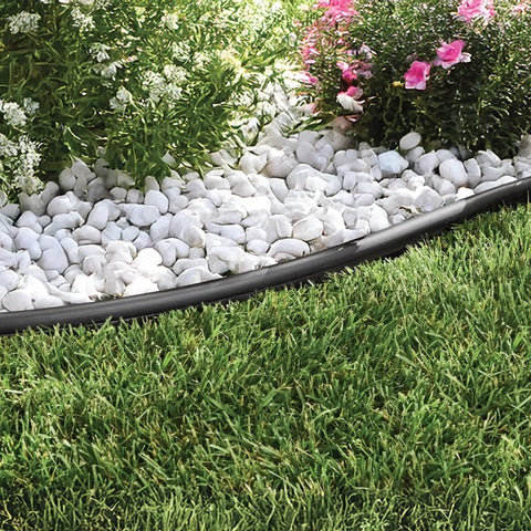 No Dig Landscape Edging Kit One And A Quarter Inch Tall With Anchoring Spikes And Coupler Twenty Foot Black Border For Beds And Lawns edging around garden