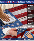 Picnic Table Cover With Bench Covers, American Flag Design, Waterproof And Windproof Fitted Tablecloth With Elastic Edges, 72 By 30 In