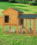 66 Inch Wooden Chicken Coop Indoor Outdoor For 2 To 4 Hens Weatherproof Hen House with Egg Box and Wire Fence in garden