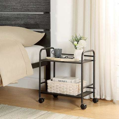 Zero Hassle Two Tier Metal Rolling Cart With Smooth Gliding Casters Slides Into Tight Corners Like A Dream Built Tough For Versatile Under Desk Storage Anywhere
