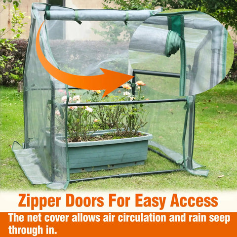 Compact Portable Greenhouse With Mesh Cover For Outdoor Seedlings And Plants, Easy Setup No Fuss And Great Ventilation For Spring Summer And Fall, Sturdy Iron Frame Made From Three Quarter Inch Pipes, 36.2 By 36.2 By 42.5 Inches