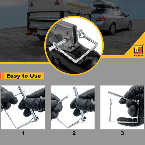 12 Piece Trailer Hitch Pin Assortment Set With 1/4 And 5/16 Inch Square And Arch Wire Lock Pins showing setup process
