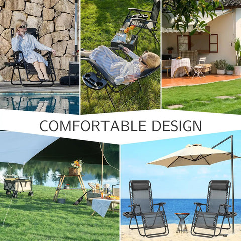 Zero Gravity Chairs Set Of 2 Portable Recliner Lounge Chairs with Cup Holder Trays and Adjustable Pillows outdoors
