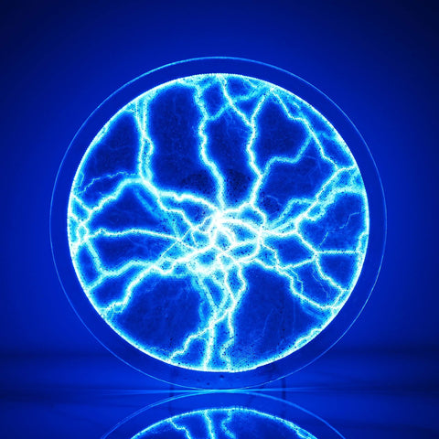 12 Inch Plasma Disc Light Plate With Dope Touch Responsive Glow, Music And Voice Activated Sensor, blue illumination