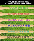 Personalized Bamboo Golf Tees Set From 100 To 1000 Pieces, Custom Text Or Logo Printed, Fonts and Colors Displayed