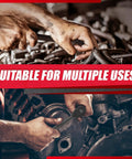 Hands using 64 Piece 3/8 Inch Socket Set With 72-Tooth Ratchet on automotive engine