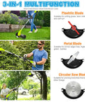 Person using Cordless Weed Wacker 12V Battery Powered With 65 Inch Adjustable Pole Lightweight 3.72 Lb Grass Trimmer