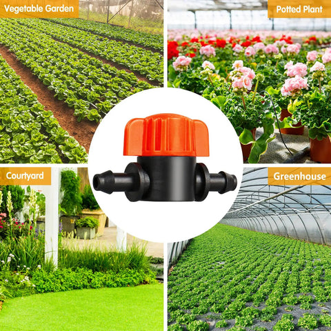 Drip Irrigation Barbed Locking Switch Valves Kit, 35 Pieces For Quarter Inch Drip Tubing in garden settings