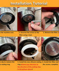 Step-by-step guide for installing 51 Millimeter Brewing Group Head Silicone Gasket Set 2 Pack O Ring For Delonghi and Smeg Espresso Machines.