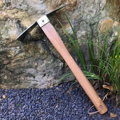 Heavy Duty Pick Mattock Hoe Tool For Digging And Breaking Ground With Stainless Steel Blade And Solid Wood Handle