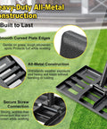 Image showing Heavy Duty Lawn Leveling Rake With Stainless Steel Ground Leveler Plate 17 Inch By 10 Inch And 72 Inch Adjustable Long Handle For Leveling Soil Sand Topsoil In Lawns Gardens Yards Or Golf Courses, featuring all-metal construction and smooth curved edges.