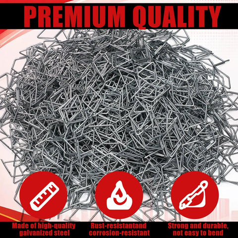One Thousand Heavy Duty Bulk Diamond Tag Fasteners For Fire Extinguisher Inspection Tags With Secure Metal Clips image of galvanized steel clips stacked.