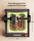 3500mW Desktop Laser Engraver With Ultra Fine 0.04x0.04mm Spot, working area view, grid pattern, 5.5x5.1in dimensions