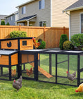 Large Backyard Wooden Chicken Coop With Run For Four To Six Chickens Outdoor Hen House With Ventilation Window and Sliding Doors