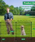 Durable No Dig Garden Fence With Gate 32 Inch Tall Panels 29 Inch Wide, shown with person and dog for scale, outdoor use.