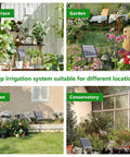 49Ft Solar Drip Irrigation System No Fuss Auto Watering Kit For 15 Pots in terrace, garden, lawn, conservatory settings