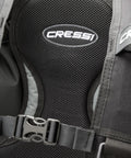 Close-up of Travel Ready Lightweight Back Inflation Scuba BCD Patrol For Divers, Dorsal Volume BCD With Unisex Harness detail.