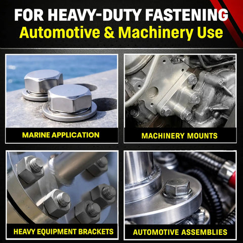 5/16-18 X 5 Inch Stainless Hex Head Bolts, 304 Stainless Steel, Coarse Thread USS, Heavy Duty Outdoor Grade Hardware For Decks, Fences, And DIY Projects on marine and machinery mounts