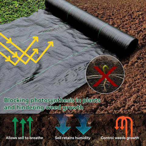 Heavy Duty Weed Barrier Fabric 5 Ft By 100 Ft 3.2 Oz Ground Cover For Landscaping And Gardening Weed Control Mat Tear Resistant Polyethylene Garden Bed Liner