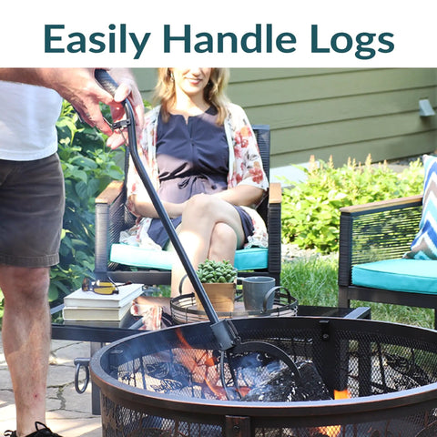 36 Inch Steel Log Tongs For Fire Pit Maneuvering Hot Embers Safely Easy Grip Handle Makes Tending Backyard Campfires A Breeze Weekend Warrior Approved Tool For Rearranging Seasoned Logs Without Burning Your Mitts During Cozy Nights Outdoors