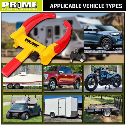 Heavy Duty Trailer Wheel Lock Clamp With 9 Adjustable Positions Universal Wheel Security Lock for vehicles, keys included