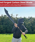 Individual holding Beefy 53 Inch Chinese Podao Halberd Polearm with hand forged high carbon steel blade outdoors