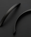 10 Pack 5 Inch Matte Black Curved Cabinet Pulls For Kitchen Cupboards And Dresser Drawers With Arch Style Hardware Zinc Alloy Construction Rust Resistant Includes Screwdriver For Easy Installation close-up view of two pulls
