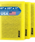 Replacement Filter Pads For MicroPower Guard Air Cleaner 16x25 Three Pack Premium With Fiberglass Media And Activated Carbon Center Fits 16x25 Refills Easy Install Yellow