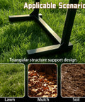 Heavy Duty Stainless Steel Garden Hose Reel With Triangle Reinforcement Brace on Grass, showing support on lawn, mulch, soil
