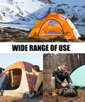 Heavy Duty Ice Anchor Tool Kit For Ice Fishing Shelter Setup With Universal Drill Adapter in use with various winter tents