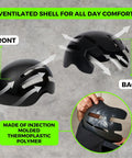 Two Pack Bump Cap Insert For Baseball Caps Ventilated Safety Helmet Shell Protective Headgear with cooling features, front and back view.