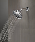 H2Okinetic 5 Setting Raincan Shower Head With Massage Full Body Spray Chrome Finish Easy Clean Rubber Touch Clean Spray Holes