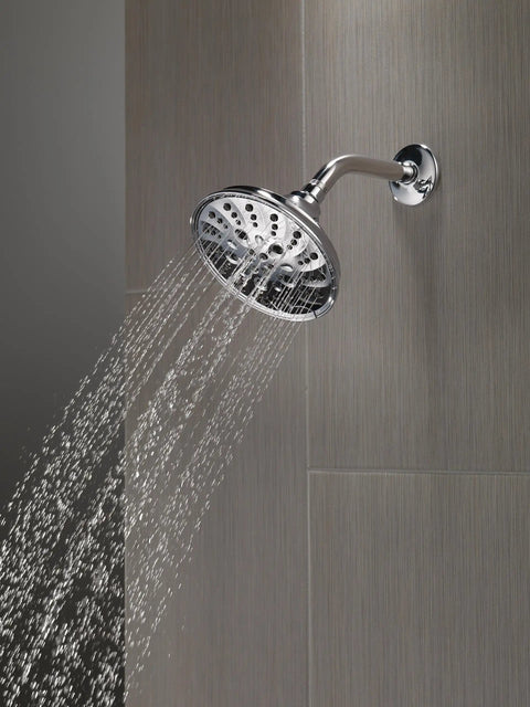 H2Okinetic 5 Setting Raincan Shower Head With Massage Full Body Spray Chrome Finish Easy Clean Rubber Touch Clean Spray Holes