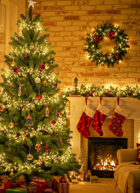 Battery Operated Fairy Lights 10Ft 120 LED Firecracker String Lights With 6 Hour Timer illuminating a Christmas tree indoors