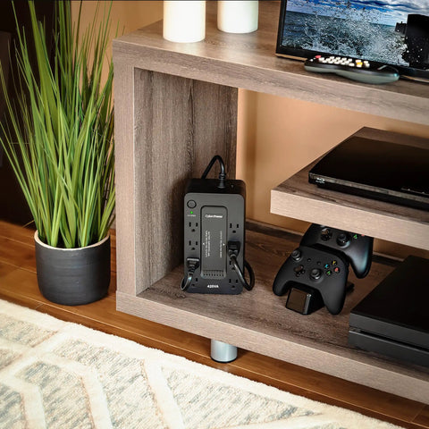 Standby UPS Battery Backup And Surge Protector For Home Office And Gaming Setup, 425VA 260W, 8 Outlets, Compact Design, Simulated Sine Wave, UL Certified, Keeps Your PC Rig, Console, And Router Safe