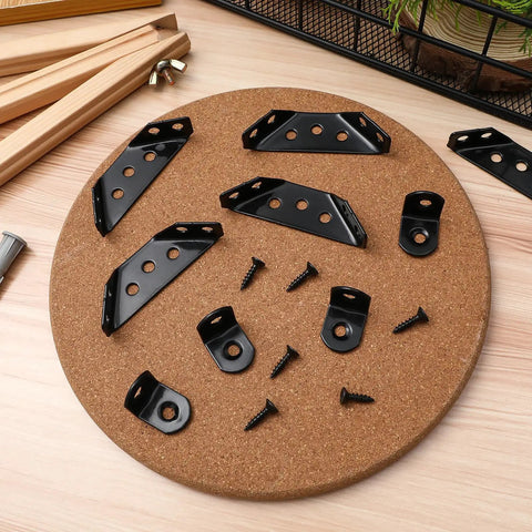 Stainless Steel Shelf Brackets With Mounting Screws Heavy Duty Corner Braces For Furniture Reinforcement Black Finish