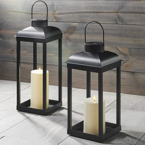 Outdoor Solar Powered Lantern With Flickering LED Candle For Porch Garden And Patio, 15 Inch Tall Black Metal Open Frame No Glass, Dusk To Dawn Auto On, Large Dope Vibe Outdoor Light For Nighttime Ambience