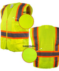 Fresh Two Tone Safety Vest Loaded With Bold Reflective Strips And Roomy Pockets For Guaranteed High Visibility Wrapped In Cool Airflow Mesh And Snappy Front Zipper, showcasing solid and breathable mesh fabrics.