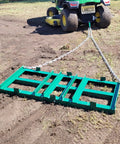 Tow Behind Drag Harrow Driveway Grader For Riding Mowers, Heavy Duty Lawn And Landscape Rake, 4 Ft Grading Tool on grass