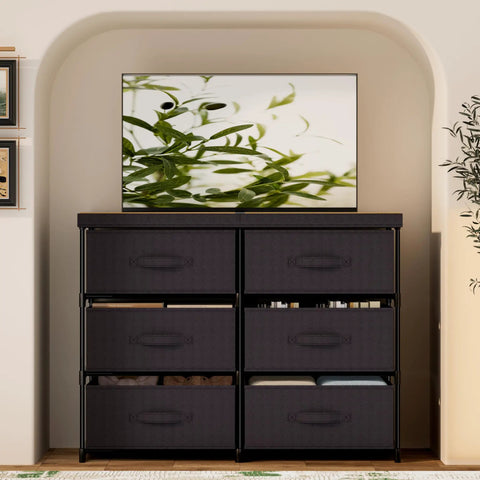 Top Tier Six Drawer Fabric Organizer Built Rock Solid With Heavy Duty Metal Frame And Polished Wood Top Shelf Keeping Bedroom Or Apartment Clutter Properly Stashed Slick Space Saving Home Essential