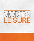 Modern Leisure brand logo on textured background, representing quality products like the Beefy Weatherproof Outdoor Loveseat Cover For 82.5 Inch Wide Sofa Up To 38 Inch Deep And 38.25 Inch High, All Weather Patio Furniture Protector In Gray Atmosphere, Heavy Duty Protection With Easy Storage Sack.