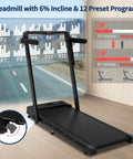 4 In 1 Foldable Walking Pad Treadmill With Incline and Remote Control under desk machine with programs visible