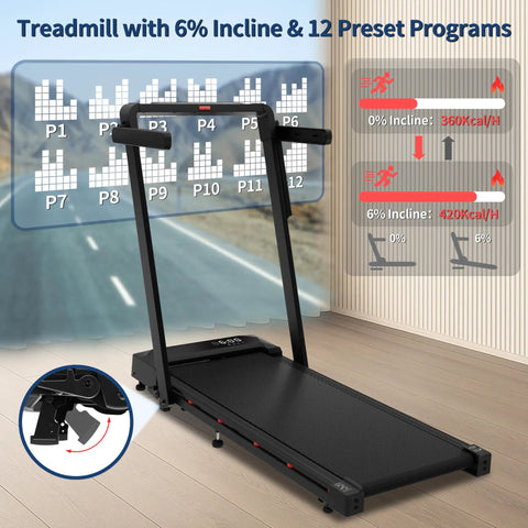 4 In 1 Foldable Walking Pad Treadmill With Incline and Remote Control under desk machine with programs visible