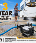 Beefy 110V Fresh Water Pump 6 GPM 70 PSI Self Priming Diaphragm Pump with power plug in outdoor use for RV cleaning