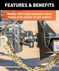 Heavy Duty 14000 Lbs Clevis Slip Hook Forged Steel Safety Chain With Locking Latch 5/16 Inch connecting safety chains on trailer hitch.