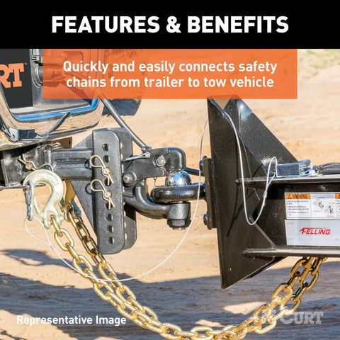 Heavy Duty 7800 Lbs Clevis Slip Hook With Safety Latch For Towing Chains connects safety chains on trailer hitch.