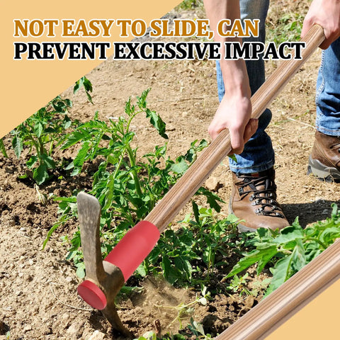 Two Pack 36 Inch Wooden Pickaxe Handles With Rubber End Replacement Mattock Clay Pick Handles in garden use