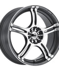 Konig Incident graphite machined wheel, 13x5.5in, 4x100mm bolt pattern, alloy with machined silver split spokes