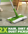 Hair Magnet Deluxe Starter Kit With Collapsible Pole And 9 Dry Cloths Plus 2 Bonus Mop And Go Wet Cloths For Quick Cleanups Hair And Dust Pickup And Pet Fur Removal in action on a hardwood floor