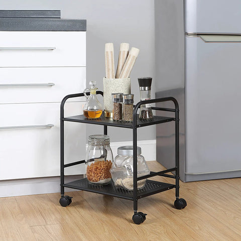 Zero Hassle Two Tier Metal Rolling Cart With Smooth Gliding Casters Slides Into Tight Corners Like A Dream Built Tough For Versatile Under Desk Storage Anywhere